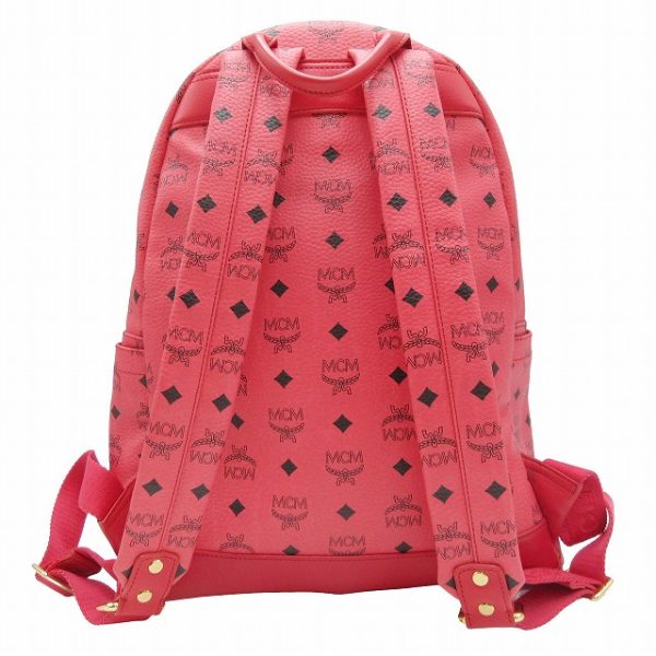 012 202405300454 3 MCM Visetos Studded Rucksack Backpack Leather Pink