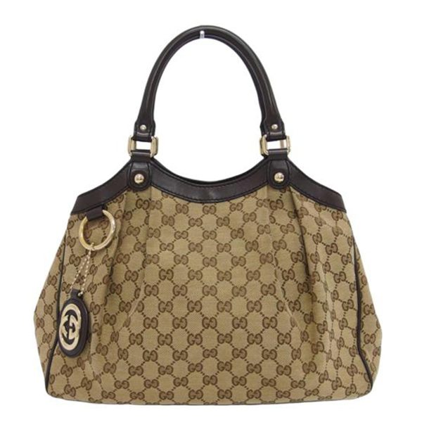 01216 1 Gucci GG Canvas Sookie Tote Bag Beige Brown