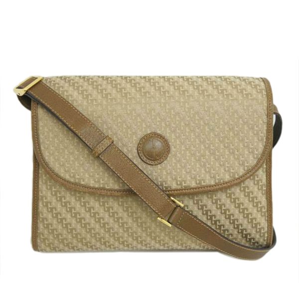 01310 1 Gucci Vintage Canvas Shoulder Bag Beige