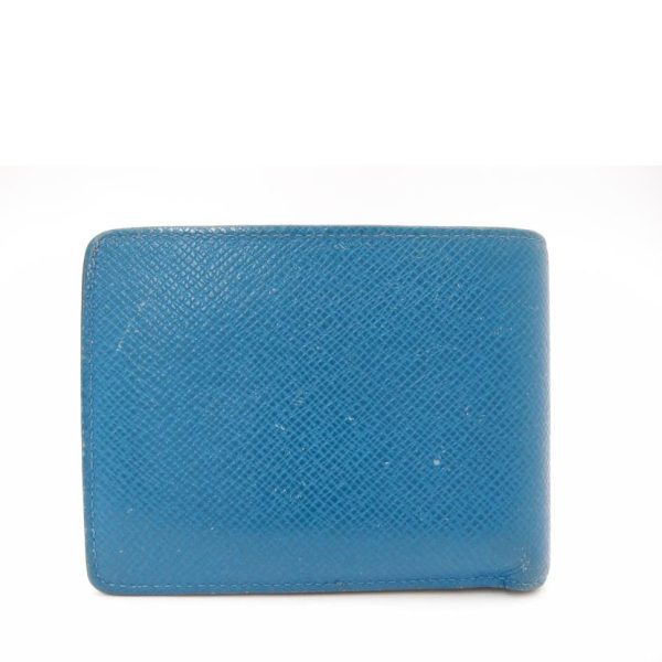 01453 2 Louis Vuitton Portefeuil Multiple Taiga Wallet Blue