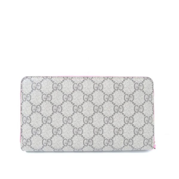 01488 2 Gucci GG Supreme Heart Round Zipper Wallet Beige