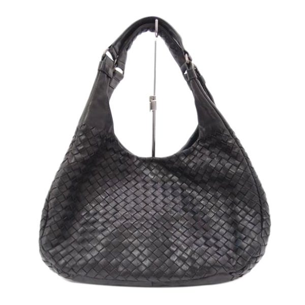 01514 1 Bottega Veneta Campana Intrecciato Shoulder Bag Black