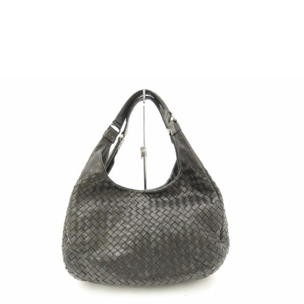 01514 2 Bottega Veneta Campana Intrecciato Shoulder Bag Black