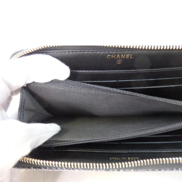 01808 6 Chanel Deauville Round Zipper Long Wallet