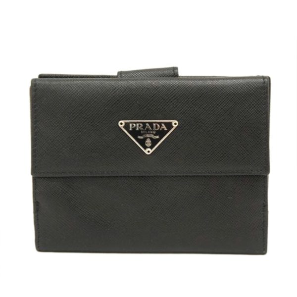 01839 1 Prada Saffiano 2 fold Wallet Black