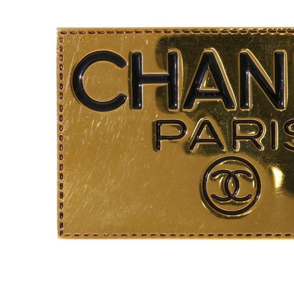 01858 5 Chanel Logo Plate Square Brooch Gold