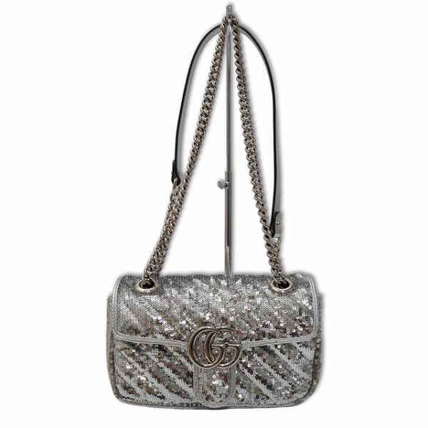 019 202405270142 1 Gucci GG Marmont Sequin Chain Shoulder Bag Silver