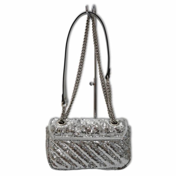 019 202405270142 2 Gucci GG Marmont Sequin Chain Shoulder Bag Silver