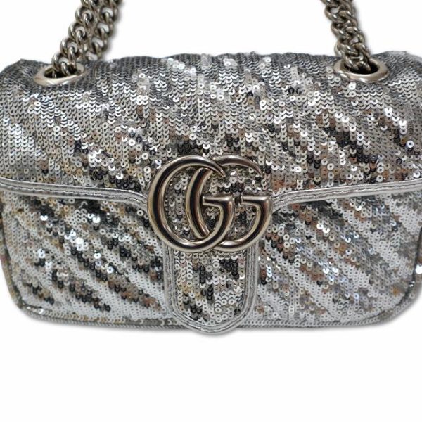 019 202405270142 5 Gucci GG Marmont Sequin Chain Shoulder Bag Silver