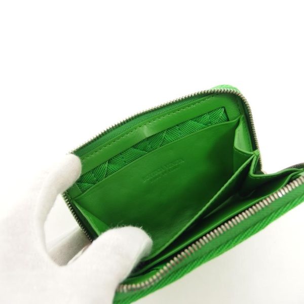 02247 9 Bottega Veneta Intrecciato Webbing Coin Case Green