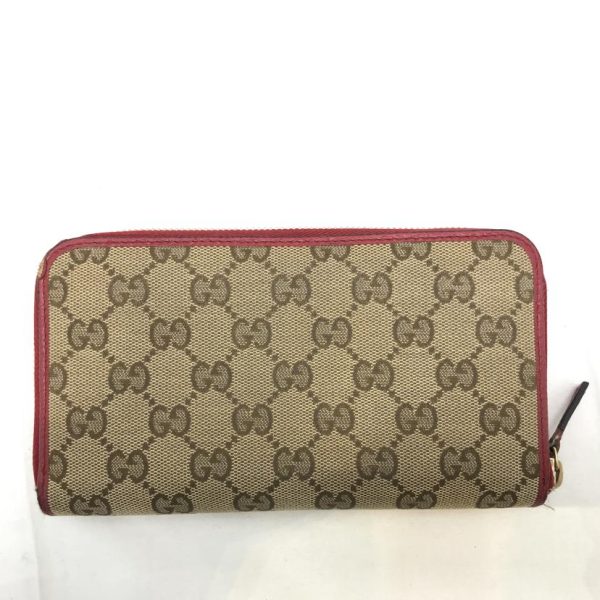 02336 2 Gucci GG Canvas Round Zipper Long Wallet Beige