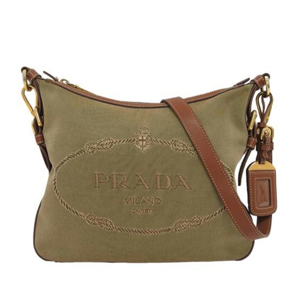 02602 1 Prada Canvas Leather Crossbody Shoulder Bag Black