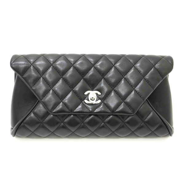 02671 1 Chanel Matelassé Clutch Bag Black