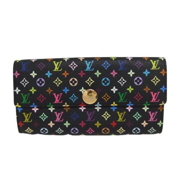 02704 1 Louis Vuitton Portefeuil Sala Monogram Wallet Multicolor Noir