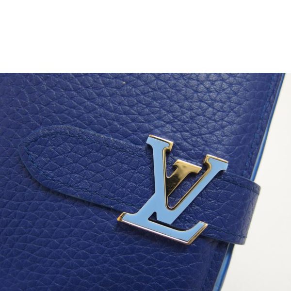 02728 7 Louis Vuitton Vertical Wallet Taurillon Wallet Blue