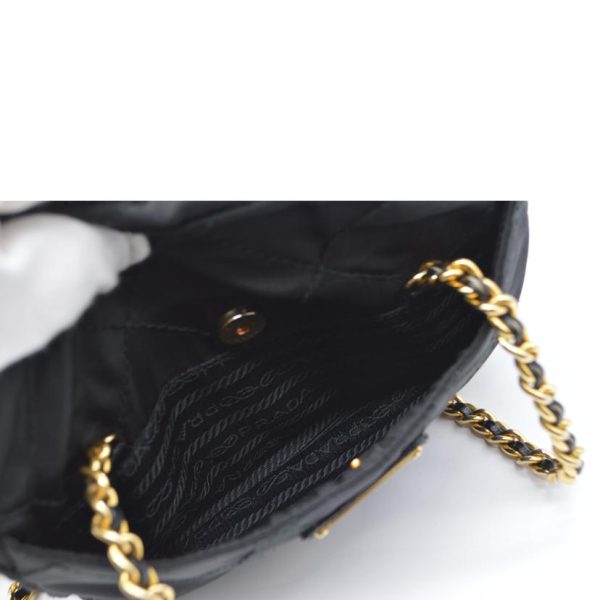 02737 6 Prada Tessuto Quilted Shoulder Chain Tote Nero