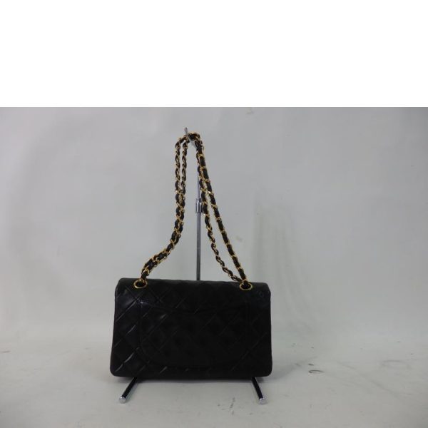 02836 2 Chanel Matelassé W Flap Chain Shoulder Bag 23 Black