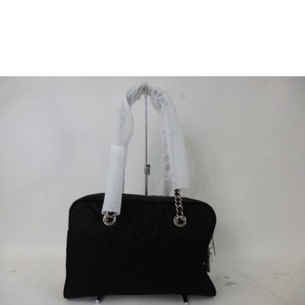 02904 2 Prada Logo Nylon Chain Bag Black