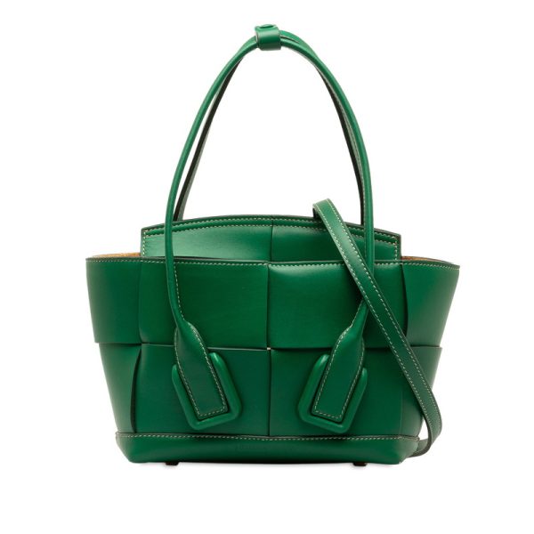 02q1cmojiacc9euu 1 Bottega Veneta Maxi Intrecciato Mini Arco 2WAY Green Leather