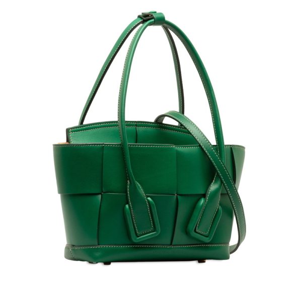 02q1cmojiacc9euu 2 Bottega Veneta Maxi Intrecciato Mini Arco 2WAY Green Leather