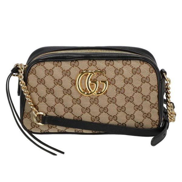 03052 1 Gucci GG Marmont Chain Shoulder Bag Brown