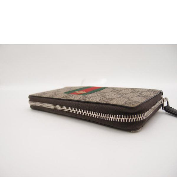 03112 4 Gucci GG Supreme Bee Round Zip Long Wallet Beige