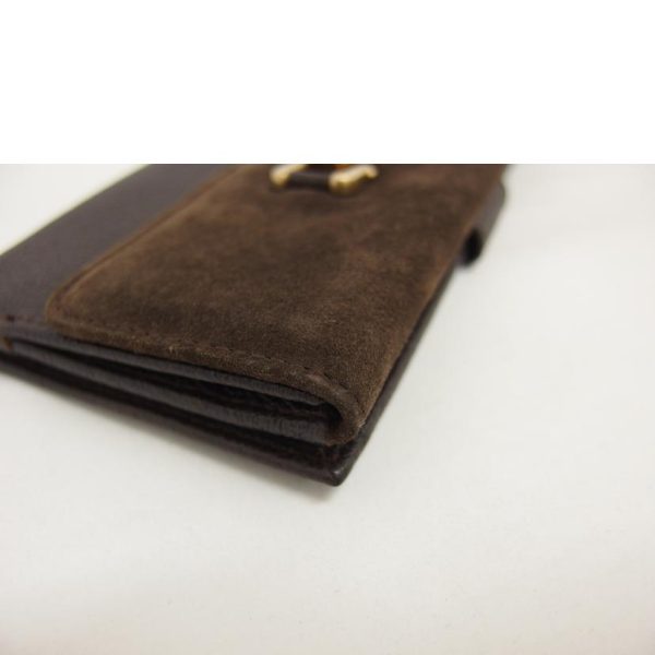 03138 7 Gucci Bamboo W Hook Bi fold Long Wallet Brown