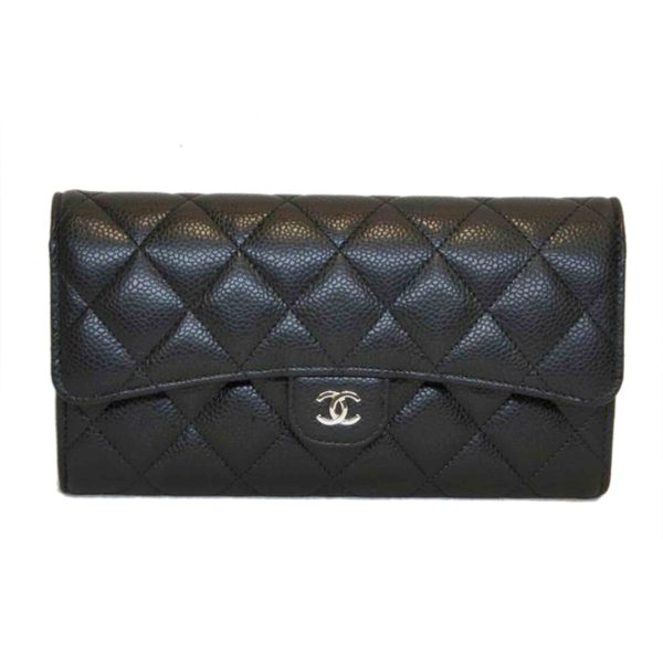 03208 1 Chanel Matelasse Caviar Classic Flap Bag Black