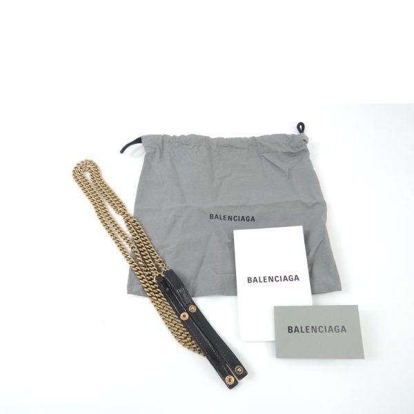 03482 6 Balenciaga Hourglass Mini Chain Wallet Black