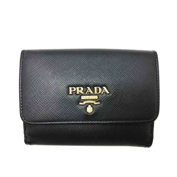 03623 1 Prada Saffiano Bifold Wallet Bag Black