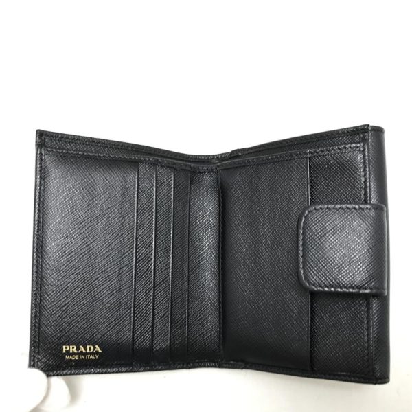 03623 4 Prada Saffiano Bifold Wallet Bag Black