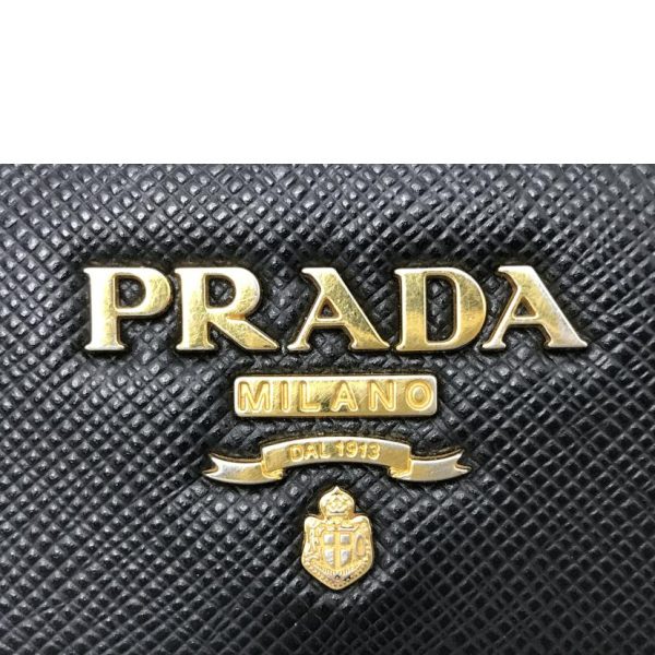 03623 7 Prada Saffiano Bifold Wallet Bag Black