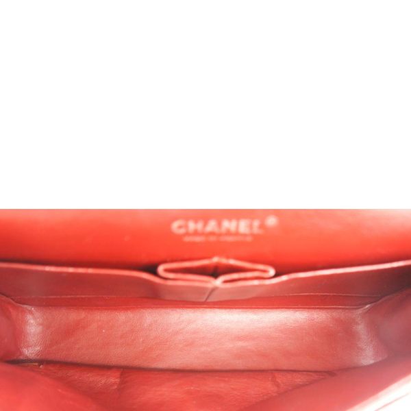 03841 5 Chanel Matelassé Caviar Skin W Flap Chain Shoulder Bag Red