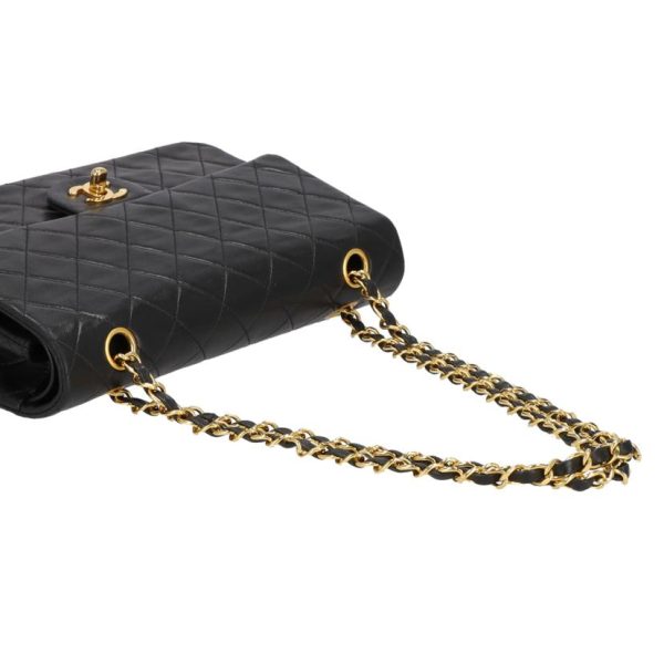 03964 4 Chanel Vintage Matra Sera W Flap Chain Shoulder Bag Black