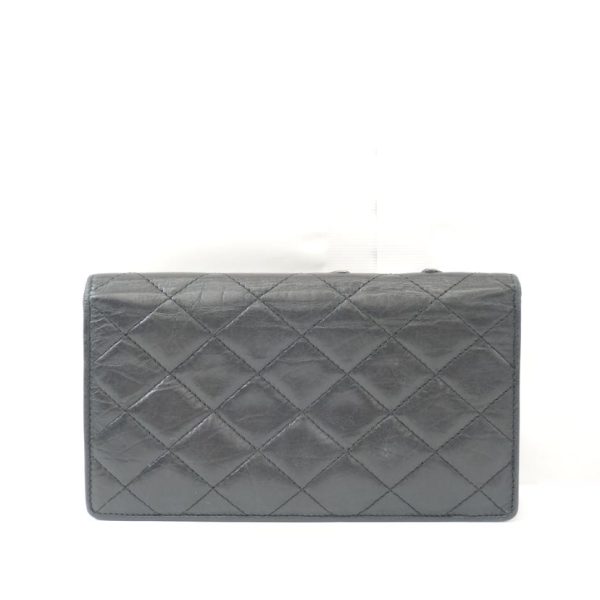 03994 2 Chanel Ganbon Line Long Wallet Bag Black