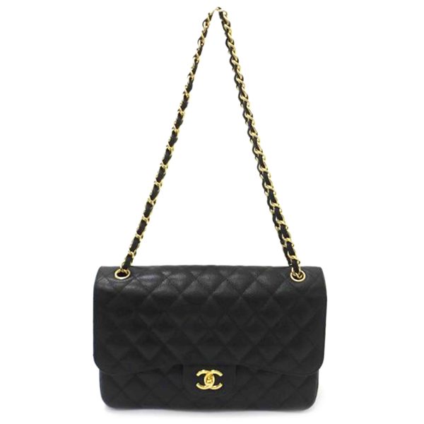 04114 1 Chanel Vintage Lambskin V Stitch Shoulder Bag Black