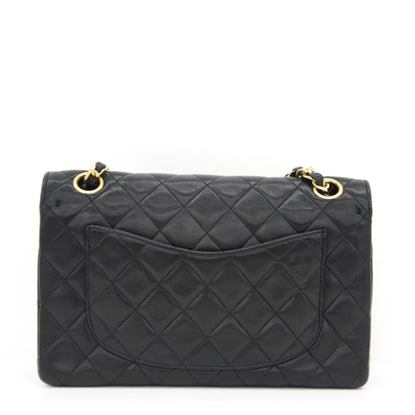 04145 2 Chanel Matelassé W Flap Caviar Skin Chain Shoulder Bag Black