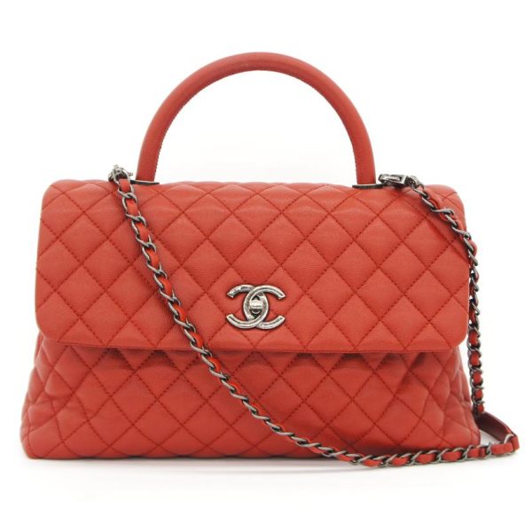 04206 1 Chanel Coco Handle 2WAY Tote Bag Red