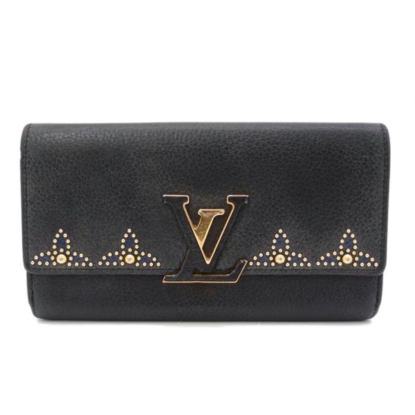 04209 1 Louis Vuitton Portefeuil Capucines Wallet Taurillon Noir Studs