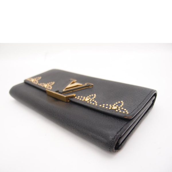 04209 3 Louis Vuitton Portefeuil Capucines Wallet Taurillon Noir Studs