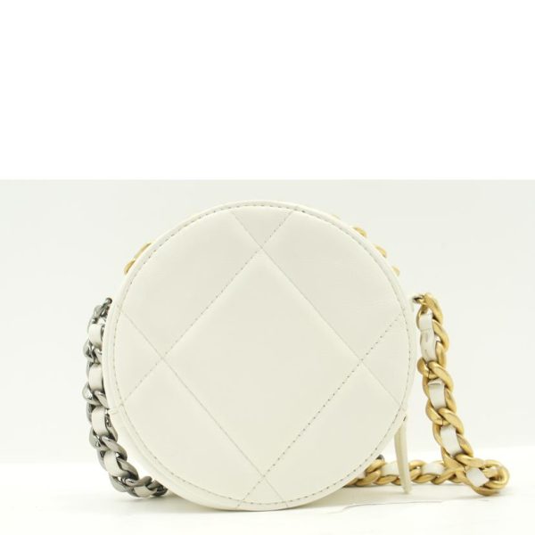 04220 2 Chanel 19 Round Shoulder Bag White