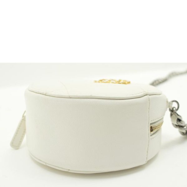 04220 3 Chanel 19 Round Shoulder Bag White