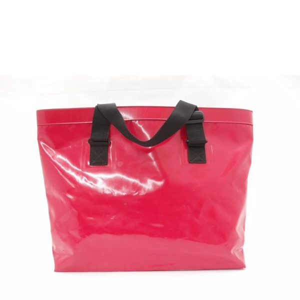 04292 2 Chanel Waterproof Etanche Red Vinyl Tote