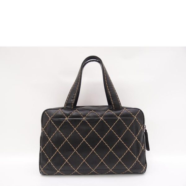 04339 2 Chanel Wild Stitch Mini Boston Bag Black