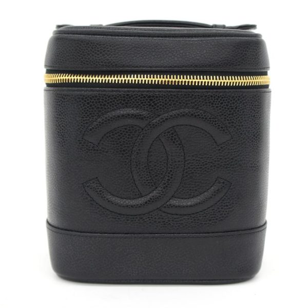 04381 1 Chanel Cocomark Caviar Vanity Bag Black