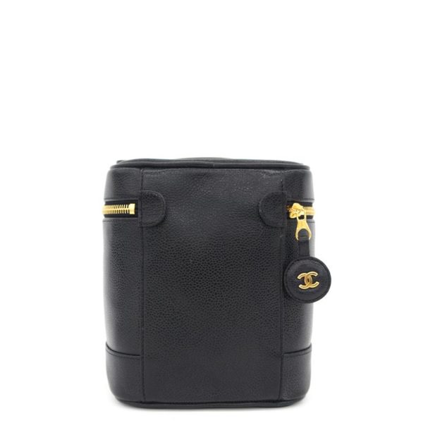 04381 2 Chanel Cocomark Caviar Vanity Bag Black