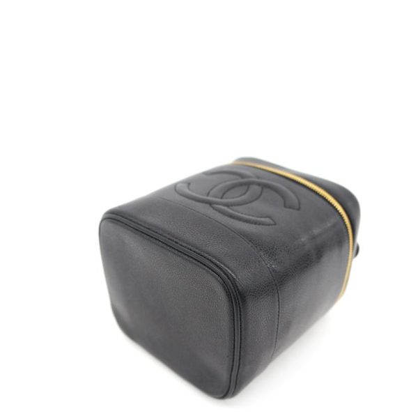 04381 3 Chanel Cocomark Caviar Vanity Bag Black