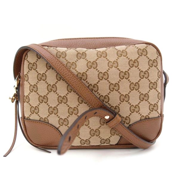 04414 1 Gucci GG Canvas Shoulder Bag Brown