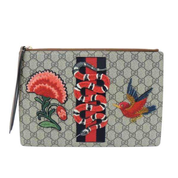 04513 1 Gucci GG Supreme Clutch Flower Snake Bird