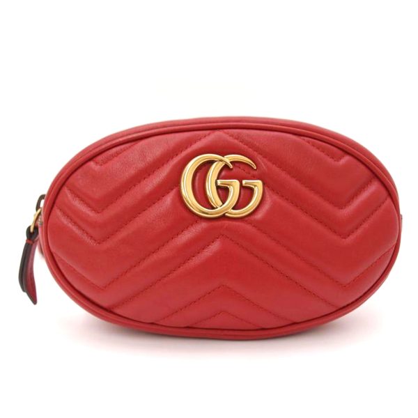 04520 1 Gucci GG Marmont Leather Belt Bag Red